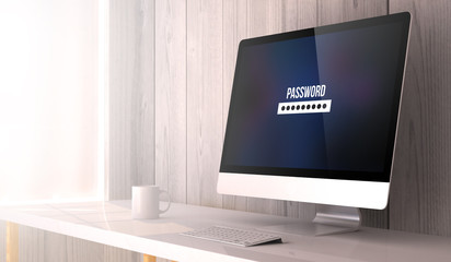  workspace with password screen computer