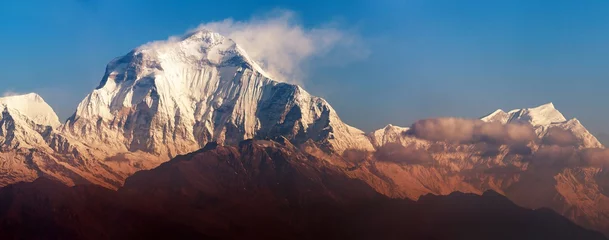Cercles muraux Dhaulagiri Morning panoramic view of Mount Dhaulagiri from Poon Hill