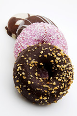 fresh donuts on a white background