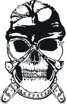 Vector evil skull with mask outline