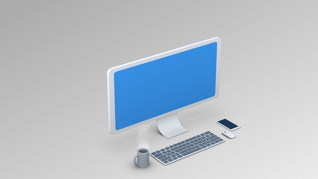 isometric computer illustration. Display / Keyboard / Mouse for use in presentations, education manuals, design, etc