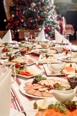 Festive table with food