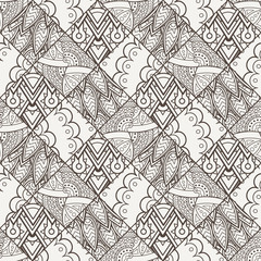 Obraz premium Patch Boho Flower Seamless Pattern. Mandala patchwork, oriental design. Wallpaper, furniture textile, fabric print, tile deco.