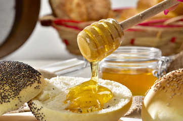 honey with bread for healthy breakfast