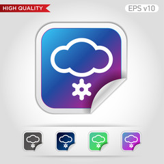 Colored icon or button of snow symbol with background
