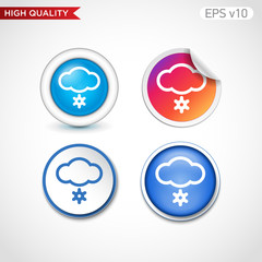 Colored icon or button of snow symbol with background