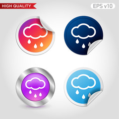 Colored icon or button of rain symbol with background