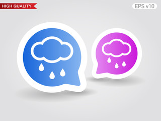 Colored icon or button of rain symbol with background