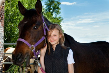 Obraz premium Girl On Horse Ranch