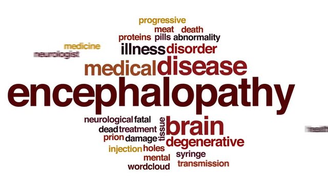 Encephalopathy animated word cloud, text design animation.