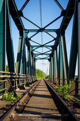 On a steel railroad bridge