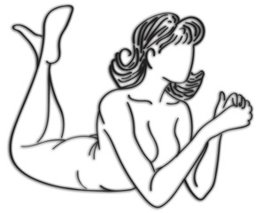 Sketch of the naked sports girl