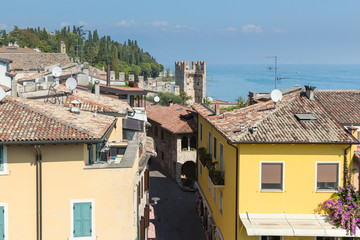 Fototapeta na wymiar The view from Castello Scaligero in Sirmione on Lake Garda