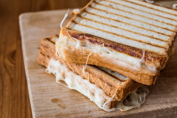 Turkish Sandwich Toast (Tost) with cheddar or melted cheese.