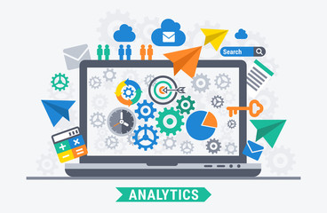 Analytic progress. Flat vector illustration for web design.