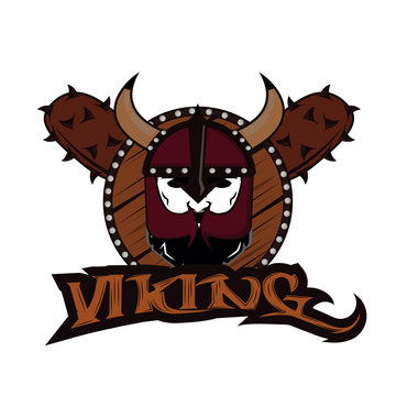 emblem Viking warrior skull  logo 