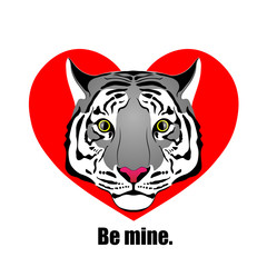 Fototapeta na wymiar Tiger. Love tiger in red heart.