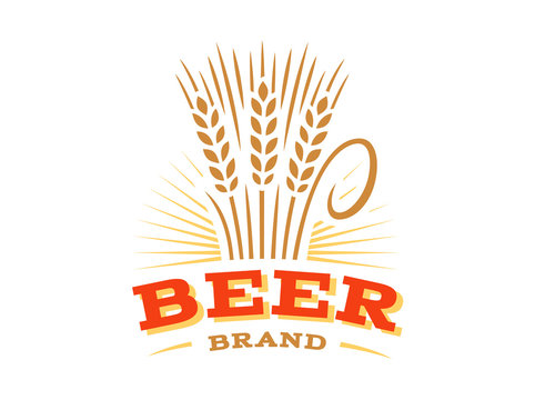 Beer wheat logo - vector illustration, ear emblem design on white background