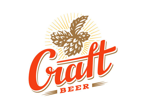 Craft beer logo- vector illustration hop, emblem design on white background