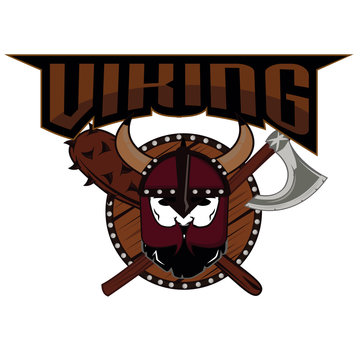 emblem Viking warrior skull logo