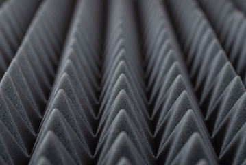 Acoustic absorbing foam for studio recording. Pyramid shape.