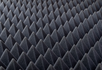 Acoustic absorbing foam for studio recording. Pyramid shape.