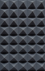 Acoustic absorbing foam for studio recording. Pyramid shape.