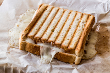 Turkish Sandwich Toast (Tost) with cheddar or melted cheese.