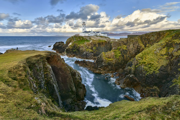 White Lighthouse, Fanad Head, County Donegal, North Ireland - obrazy, fototapety, plakaty
