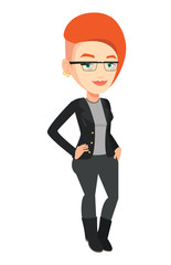 Woman wearing smart glass vector illustration.