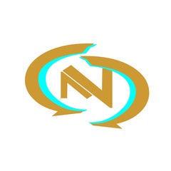 initial letter N logo vector gold color