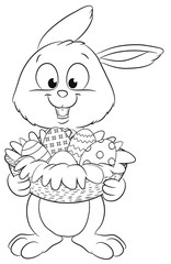 Vektor Illustration eines Häschens mit Osterkorb