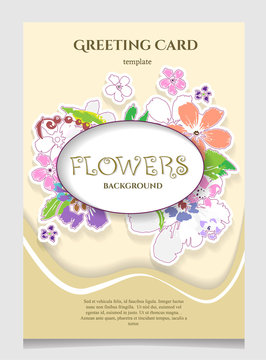 Greeting Card with Blooming Flowers. With Place for Your Text. V
