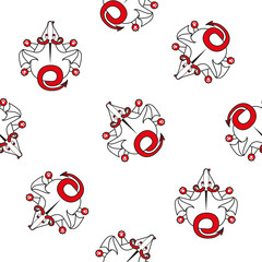 Seamless vector pattern for children. cartoon dragon top view on a white background.