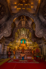 Fototapeta na wymiar Silver Buddhas in Wat Sri Suphan, Buddhist temple Chiang Mai, Thailand
