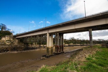 Modern road bridge over River Wye, Chepstow.