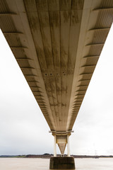 Underside of the older Severn Crossing, suspension bridge connec