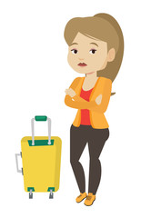 Young woman suffering from fear of flying.