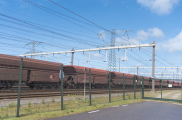 Fototapeta na wymiar cargo trains in rotterdam harbor