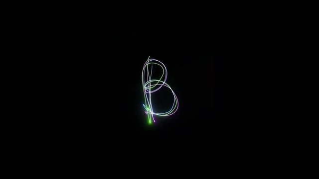 Real ligth painting letter, alphabet. Long exposure. 4k