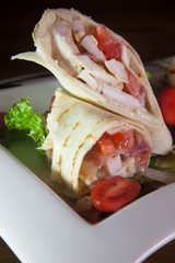 Gourmet tortillas black background close up