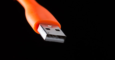 Connecting cord on black background