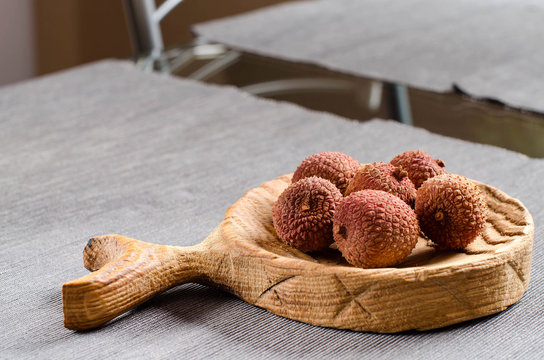 Lychee. Fresh fruit on the table.