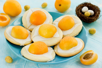 Fried egg cookies - funny idea for kid treats , Easter cookies