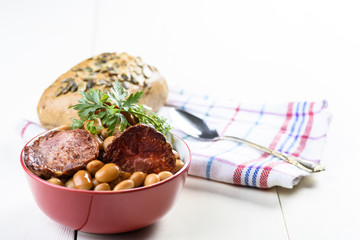 baked beans with chorizo sausage