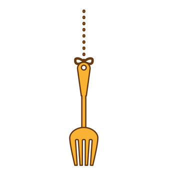 yellow carving fork icon image, vector illustration