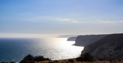 Beautiful scenery of the coastline and plantations. Curio Cyprus