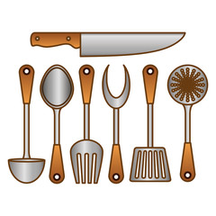 color kitchen tools icon image, vector illustration