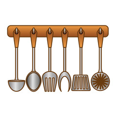 Color rack utensils kitchen icon design, vector illustration