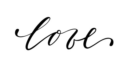 love Hand drawn creative calligraphy and brush pen lettering isolated on white background.